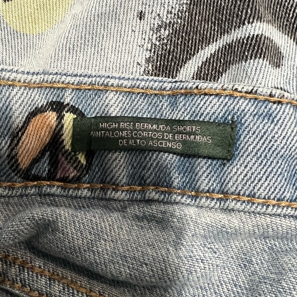 Wild Fable Womens High-Rise Wide Leg Bermuda Doodle Print Jean Shorts - Picture 9 of 10